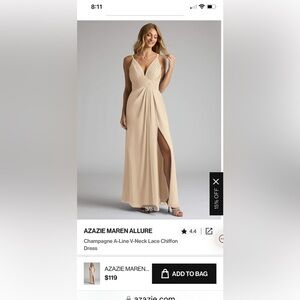 Size 4 New, Azazie formal dress, Champagne, full length, still with tags